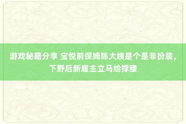 游戏秘籍分享 宝悦前保姆陈大姨是个是非扮装，下野后新雇主立马给撑腰