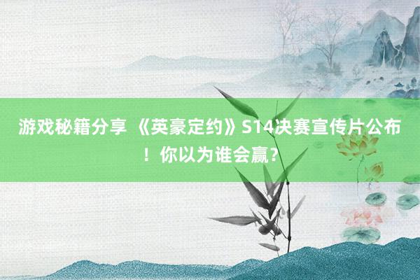 游戏秘籍分享 《英豪定约》S14决赛宣传片公布！你以为谁会赢？