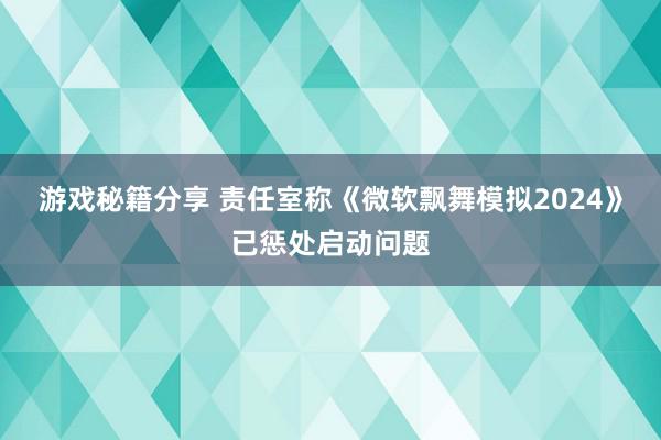 游戏秘籍分享 责任室称《微软飘舞模拟2024》已惩处启动问题