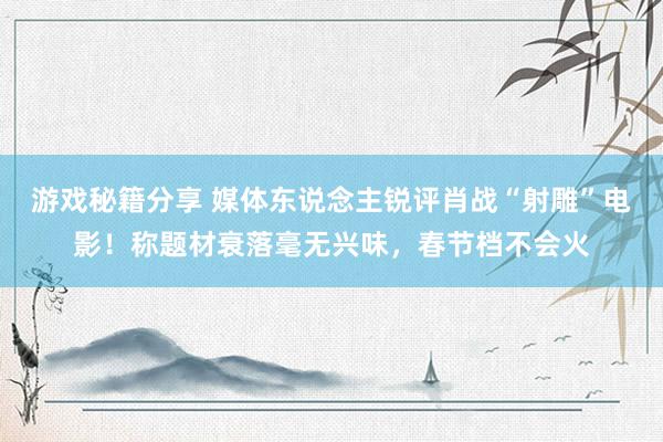 游戏秘籍分享 媒体东说念主锐评肖战“射雕”电影！称题材衰落毫无兴味，春节档不会火