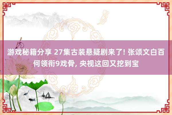 游戏秘籍分享 27集古装悬疑剧来了! 张颂文白百何领衔9戏骨, 央视这回又挖到宝