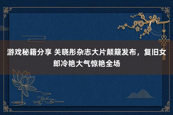 游戏秘籍分享 关晓彤杂志大片颠簸发布，复旧女郎冷艳大气惊艳全场