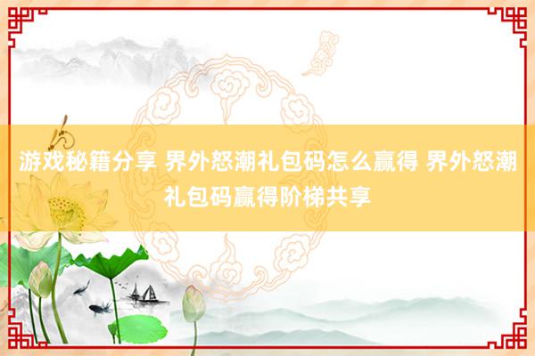 游戏秘籍分享 界外怒潮礼包码怎么赢得 界外怒潮礼包码赢得阶梯共享