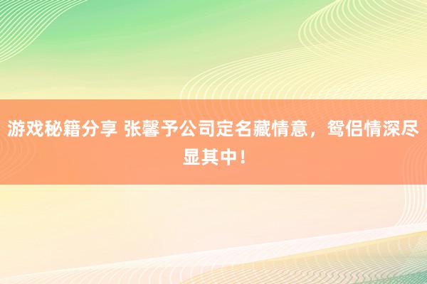 游戏秘籍分享 张馨予公司定名藏情意，鸳侣情深尽显其中！