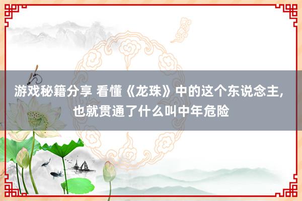 游戏秘籍分享 看懂《龙珠》中的这个东说念主, 也就贯通了什么叫中年危险