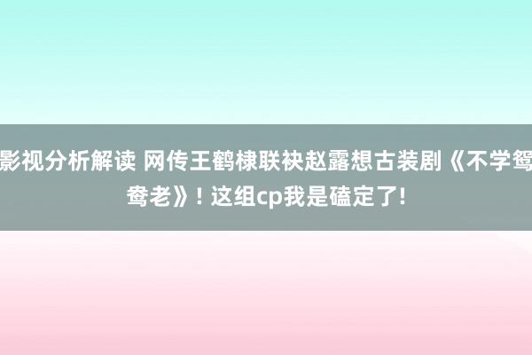 影视分析解读 网传王鹤棣联袂赵露想古装剧《不学鸳鸯老》! 这组cp我是磕定了!