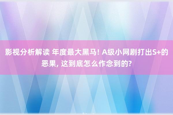 影视分析解读 年度最大黑马! A级小网剧打出S+的恶果, 这到底怎么作念到的?