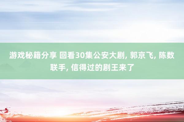 游戏秘籍分享 回看30集公安大剧, 郭京飞, 陈数联手, 信得过的剧王来了