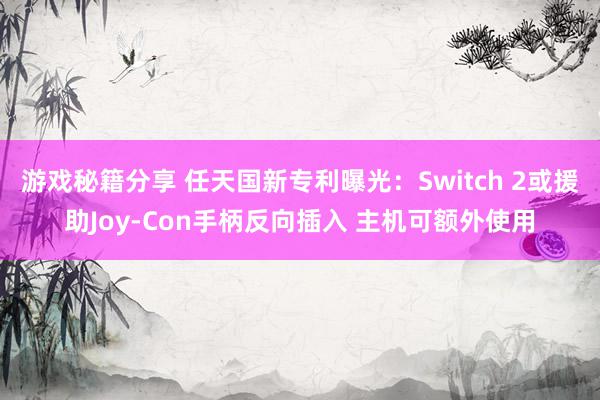 游戏秘籍分享 任天国新专利曝光：Switch 2或援助Joy-Con手柄反向插入 主机可额外使用