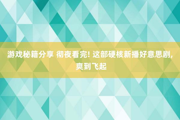 游戏秘籍分享 彻夜看完! 这部硬核新播好意思剧, 爽到飞起