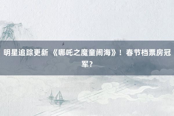 明星追踪更新 《哪吒之魔童闹海》！春节档票房冠军？