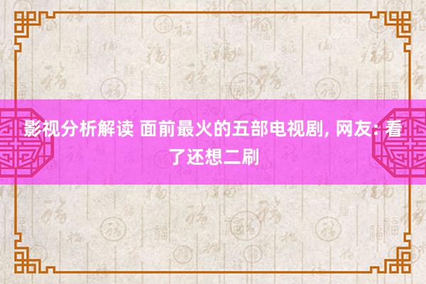 影视分析解读 面前最火的五部电视剧, 网友: 看了还想二刷