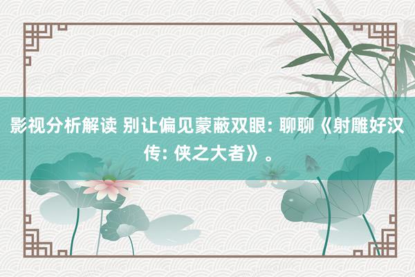 影视分析解读 别让偏见蒙蔽双眼: 聊聊《射雕好汉传: 侠之大者》。