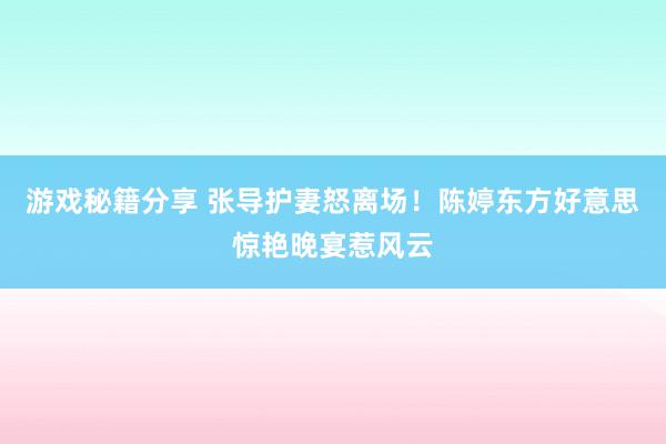 游戏秘籍分享 张导护妻怒离场！陈婷东方好意思惊艳晚宴惹风云